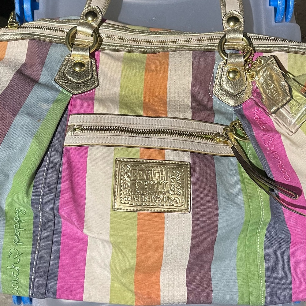 Coach medium shoulder bag. Some spots/stains as shown in photos.